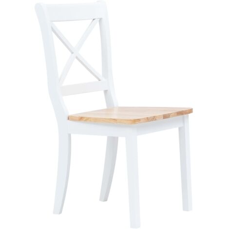 Chaises à manger Chaise de cuisine lot de 2 blanc et bois clair bois hévéa massif