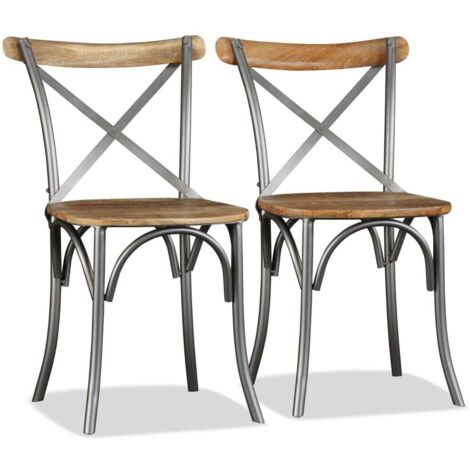 Chaises à manger Chaise de cuisine lot de 2 bois solide de manguier