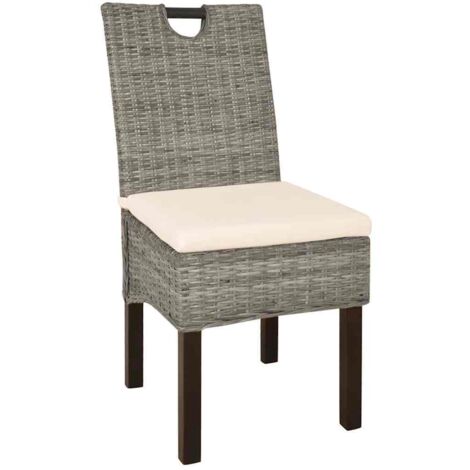 Chaises à manger  Chaise de cuisine lot de 2 rotin Kubu bois de manguier