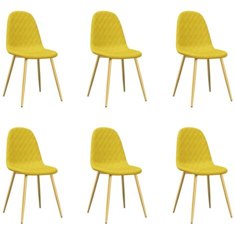 Chaises à manger  Chaise de cuisine lot de 6 Jaune moutarde Velours