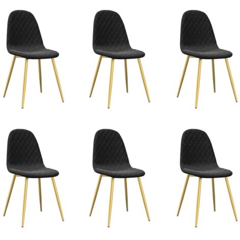 Chaises à manger  Chaise de cuisine lot de 6 noir velours