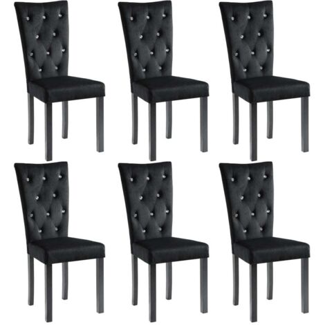 Chaises à manger  Chaise de cuisine lot de 6 noir velours