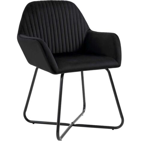 Chaises à manger  Chaise de cuisine lot de 6 noir velours