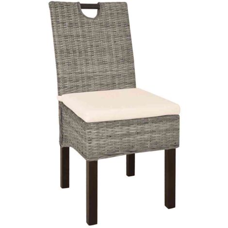 Chaises à manger  Chaise de cuisine lot de 6 rotin Kubu bois de manguier
