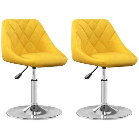 Chaises à manger  Chaise de cuisine pivotantes lot de 2 jaune moutarde velours