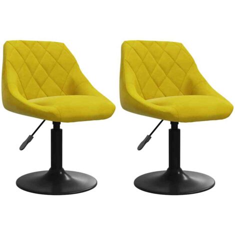 Chaises à manger  Chaise de cuisine pivotantes lot de 2 jaune moutarde velours