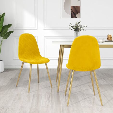 Chaises à manger, Chaises à dîner, Fauteuils de Relaxation lot de 2 jaune moutarde velours BGT16819