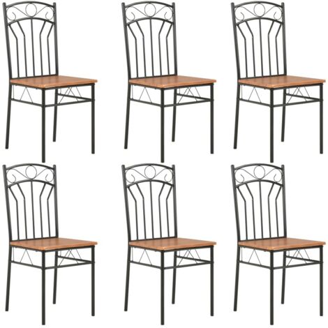 Chaises à manger, Chaises à dîner, Fauteuils de Relaxation lot de 6 marron MDF BGT99694