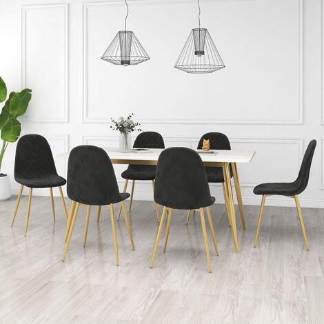 Chaises à manger, Chaises à dîner, Fauteuils de Relaxation lot de 6 noir velours BGT49100