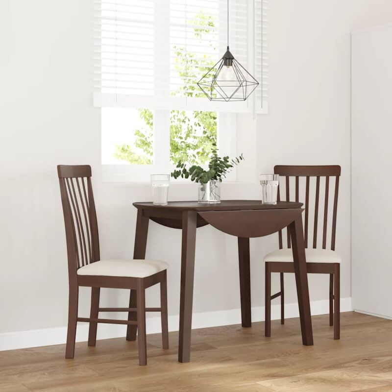 Chaises à manger coussins 2 pcs marron bois massif caoutchouc - Vidaxl