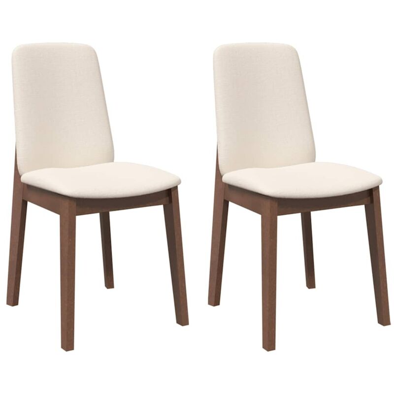 vidaXL Chaises à manger coussins 2 pcs marron bois massif caoutchouc