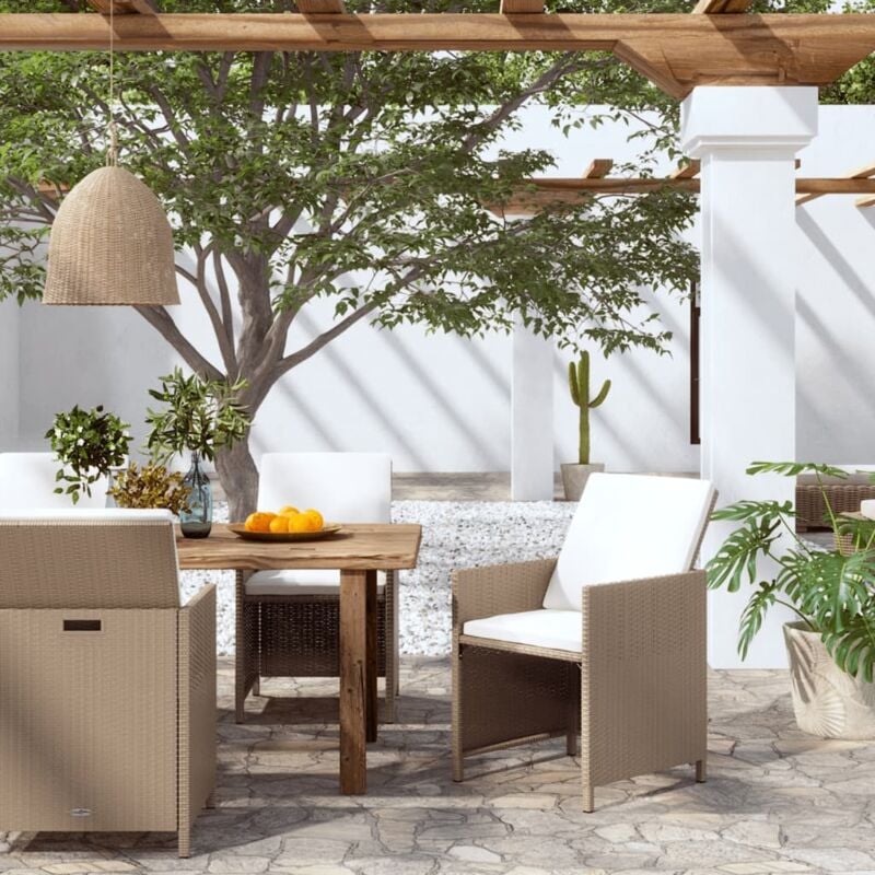 Chaises à manger de jardin et coussins lot de 4 beige rotin vidaXL