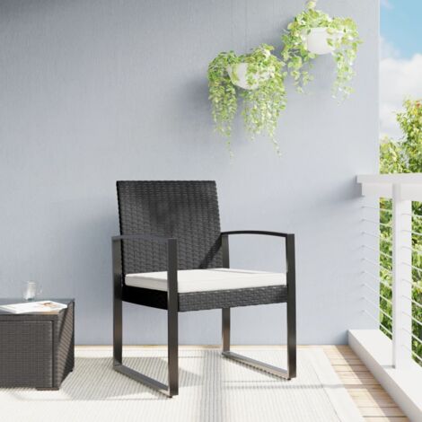 Chaises à manger de jardin lot de 2-Chaise d'extérieur noir rotin PP 394261