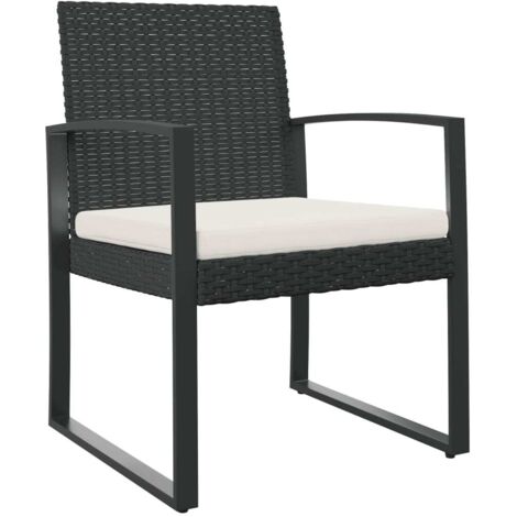 Chaises à manger de jardin lot de 2 Chaises d'extérieur noir rotin PP