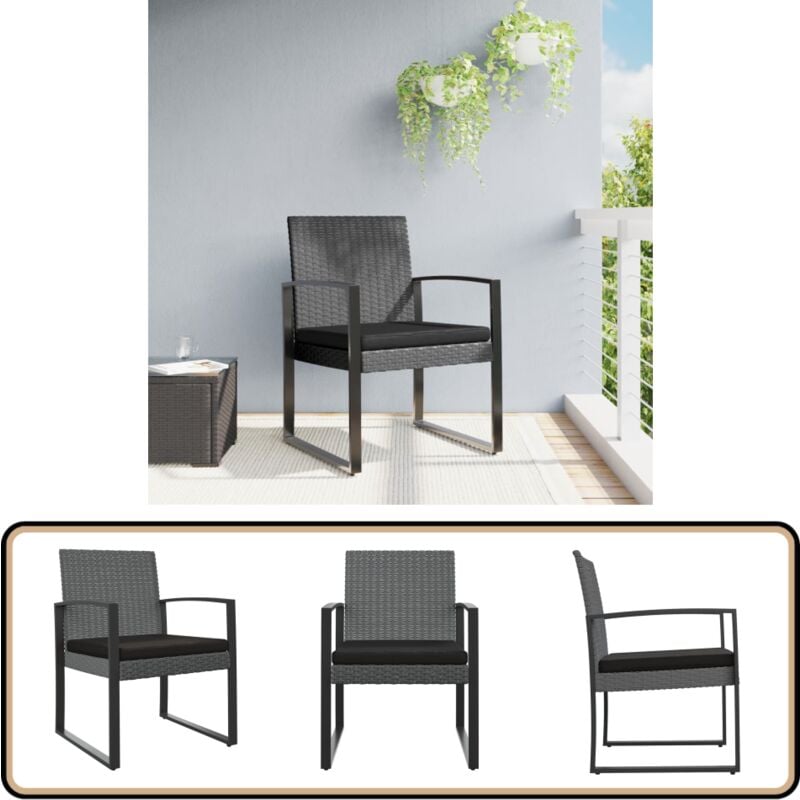 Chaises à manger de jardin lot de 2 gris foncé rotin pp - Chaise De Jardin - Fauteuil De Jardin - Mobilier De Jardin - Ensemble De Chaises De Jardin