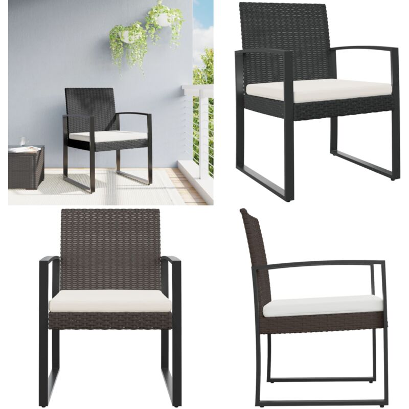 Vidaxl - Chaises à manger de jardin lot de 2 noir rotin pp - Chaise De Jardin - Fauteuil De Jardin - Meuble De Jardin - Ensemble De Chaises De Jardin