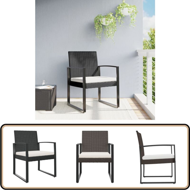 Chaises à manger de jardin lot de 2 noir rotin pp - Chaise De Jardin - Fauteuil De Jardin - Meuble De Jardin - Ensemble De Chaises De Jardin