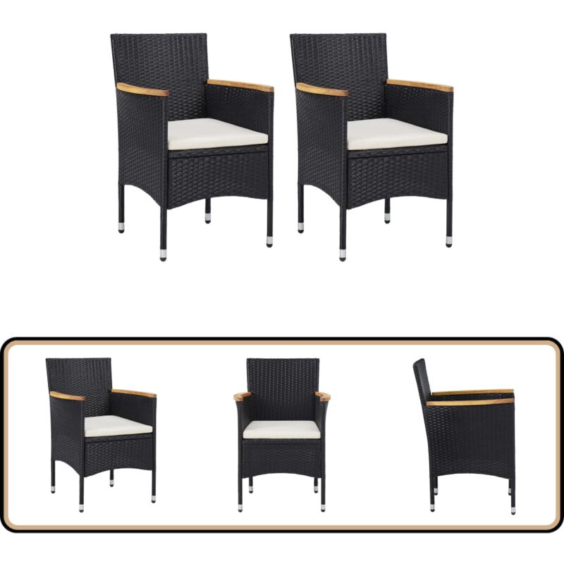 Chaises à manger de jardin lot de 2 Résine tressée Noir - Chaise De Jardin - Fauteuil De Jardin - Mobilier De Jardin - Résine Tressée - Chaise Design