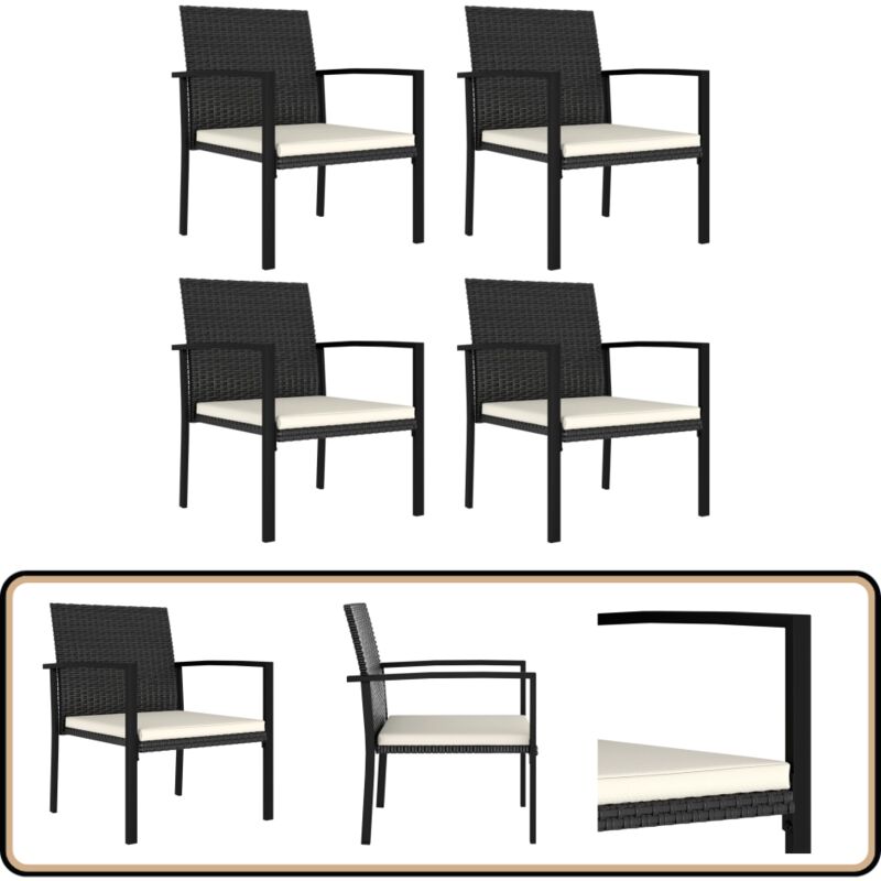 Chaises à manger de jardin lot de 4 Résine tressée Noir - Chaise De Jardin - Mobilier De Jardin - Chaise Repas Extérieure - Set De Chaises De Jardin