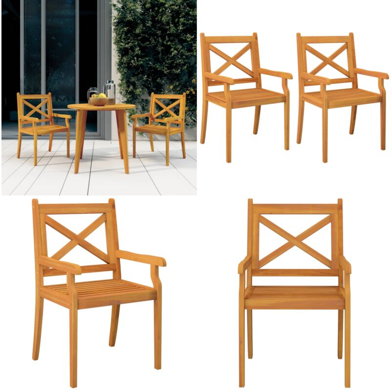 Vidaxl - Chaises à manger d'extérieur lot de 2 Bois d'acacia massif - Chaise De Jardin - Meubles De Jardin - Acacia Massif - Chaise De Salle à Manger