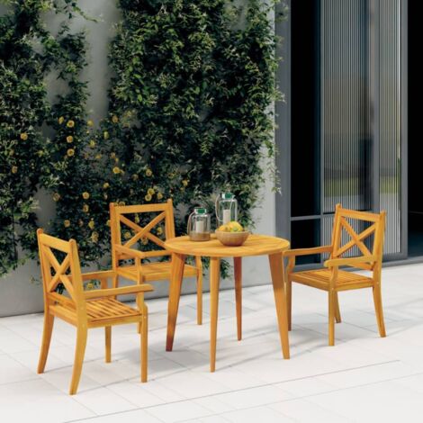 Chaises à manger d'extérieur lot de 3 Bois d'acacia massif vidaXL