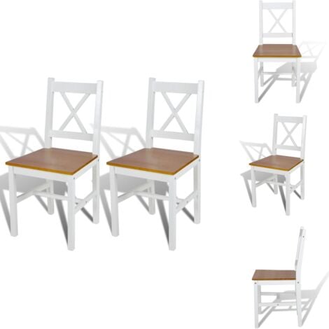 VIDAXL Chaises à manger lot de 2 blanc bois de pin - Chaise De Salle À Manger - Chaises De Cuisine - Chaises Blanches - Chaises En Bois - Meubles De Salle À Manger