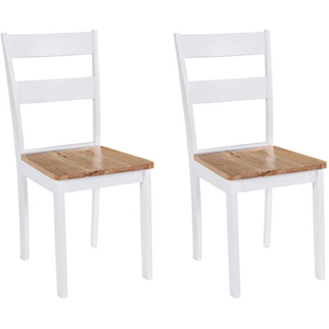 Chaises à manger lot de 2 blanc bois d'hévéa massif