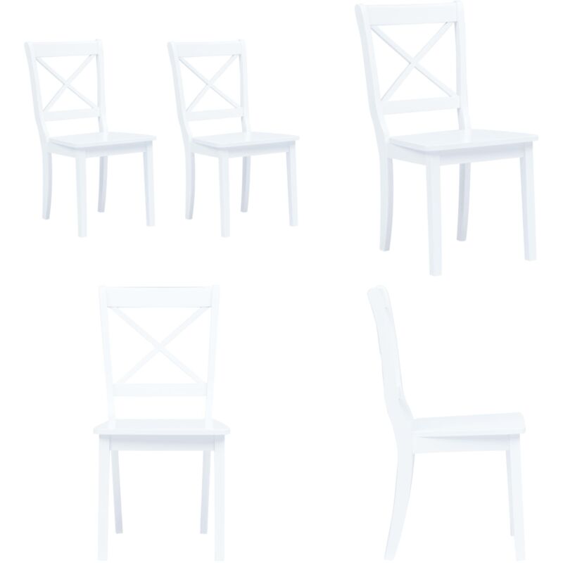 Vidaxl - Chaises à manger lot de 2 blanc bois hévéa massif - Chaise De Salle à Manger - Chaise De Cuisine - Chaise Moderne - Chaise Blanche - Meuble
