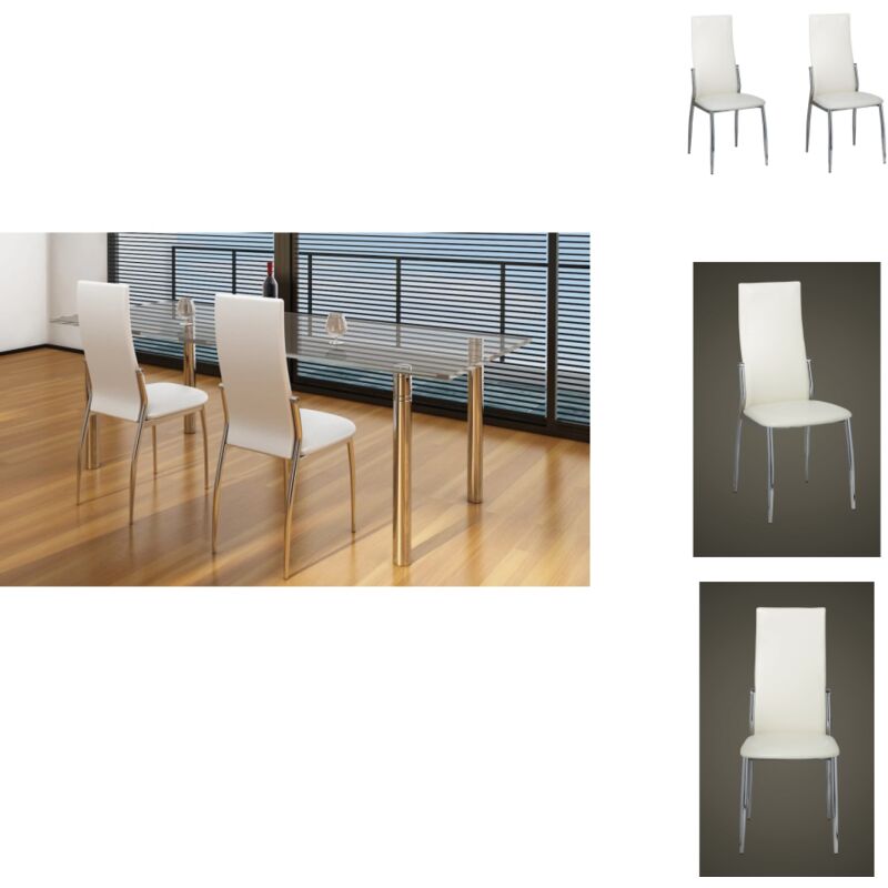 Vidaxl - Chaises à manger lot de 2 blanc similicuir - Chaise à Manger - Chaise De Cuisine - Chaises Blanches - Chaises Modernes - Chaises Confortables