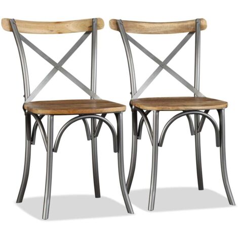 Chaises à manger lot de 2-Chaises de Salle à Manger-Chaise de cuisine bois solide de manguier 979666