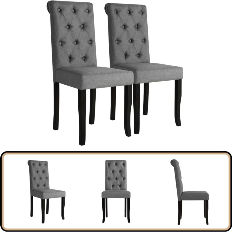Vidaxl - Chaises à manger lot de 2 gris foncé tissu - Chaise à Manger - Chaise De Cuisine - Chaises Modernes - Meubles De Salle à Manger - Mobilier