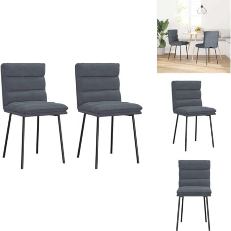 VIDAXL Chaises à manger lot de 2 Gris foncé Velours - Chaise De Salle À Manger - Chaises De Salle À Manger - Chaise - Chaise De Cuisine
