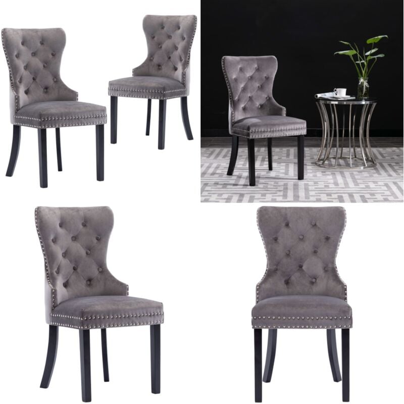 Vidaxl - Chaises à manger lot de 2 gris velours - Chaise De Salle à Manger - Chaise Design - Chaise Velours - Chaise Moderne - Meubles De Salle à