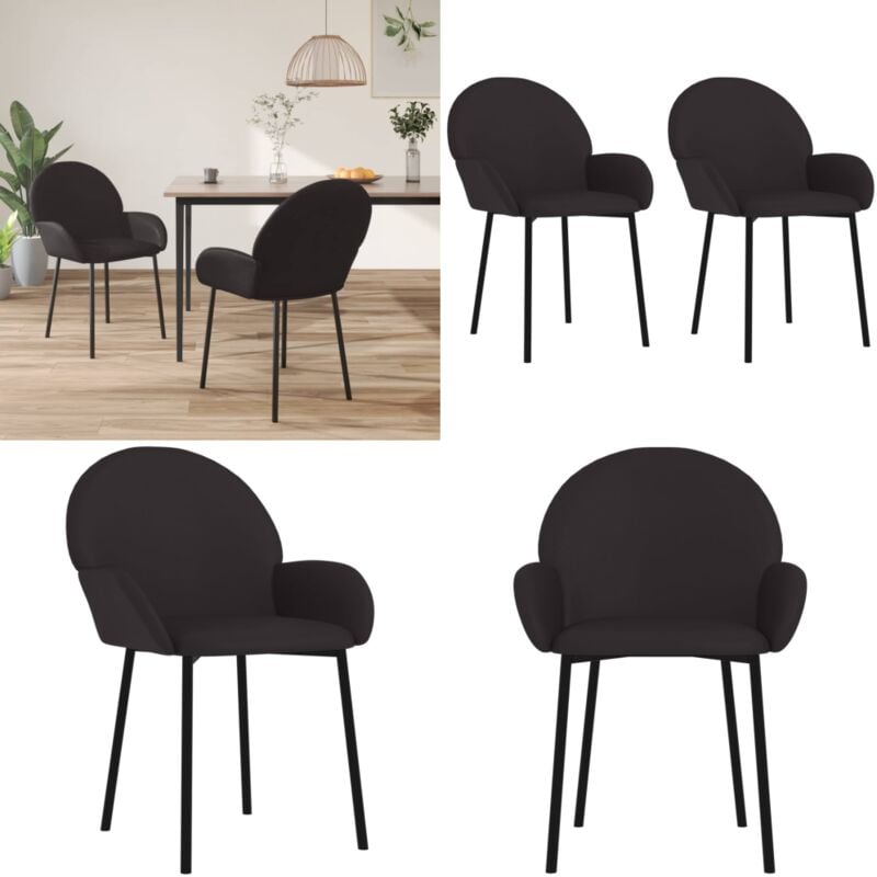 Vidaxl - Chaises à manger lot de 2 noir similicuir - Chaise De Salle à Manger - Chaise Moderne - Chaise Noire - Chaise Élégante - Fauteuil Repas