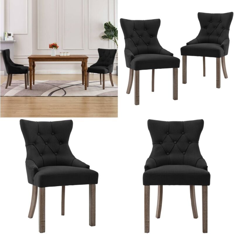 Chaises à manger lot de 2 noir tissu - Chaise De Salle À Manger - Chaises Modernes - Chaises Design - Chaises Noires - Chaises Confortables - Home &