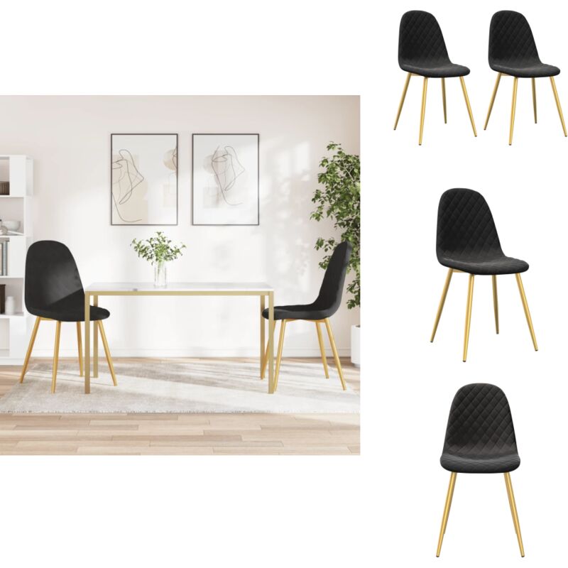 Vidaxl - Chaises à manger lot de 2 Noir Velours - Chaise De Salle à Manger - Chaise Moderne - Chaise Noire - Chaise Velours - Chaises Confortables