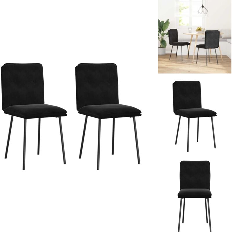 Vidaxl - Chaises à manger lot de 2 Noir Velours - Chaise De Salle à Manger - Chaises De Salle à Manger - Chaise - Chaise De Cuisine