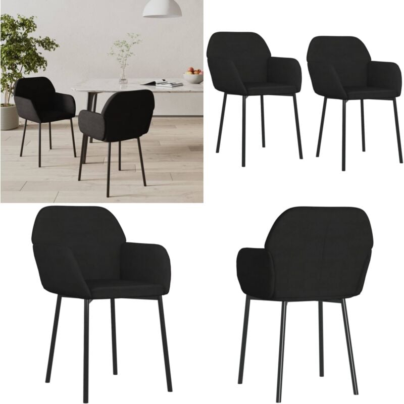 Chaises à manger lot de 2 Noir Velours - chaise de salle à manger - chaises de salle à manger - Home & Living - Noir