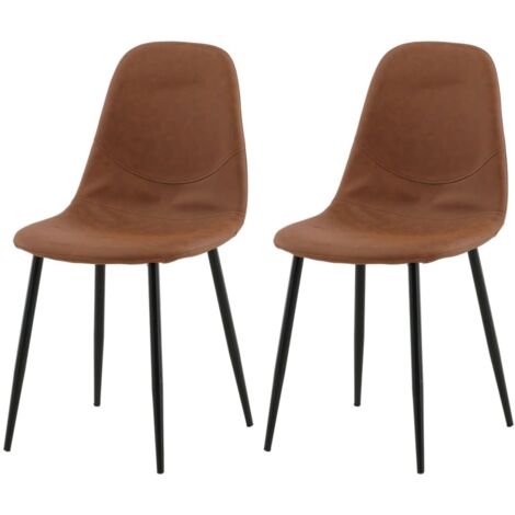 Chaises à manger lot de 2 Polar Aspect cuir marron/noir Venture Home