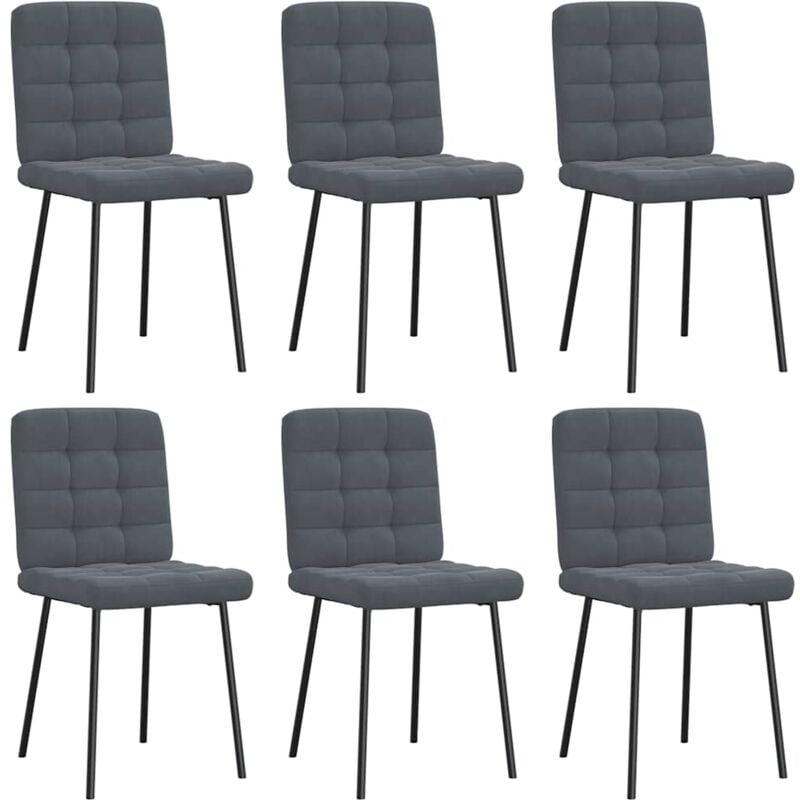 Chaises à manger lot de 6 gris foncé velours Vidaxl