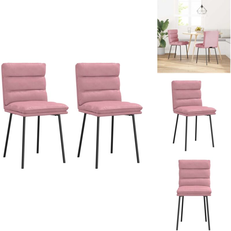 Vidaxl - Chaises à manger lot de 2 Rose Velours - Chaise De Salle à Manger - Chaises De Salle à Manger - Chaise - Chaise De Cuisine