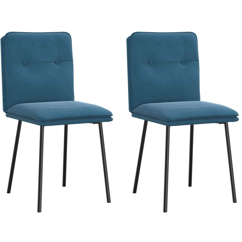 Chaises à manger lot de 2 Bleu Velours - Vidaxl