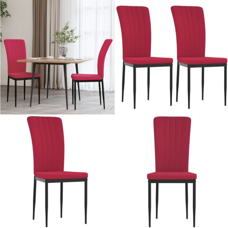 Vidaxl - Chaises à manger lot de 2 Rouge bordeaux Velours - Chaise De Salle à Manger - Chaise De Cuisine - Fauteuil - Velours - Rouge - Home & Living