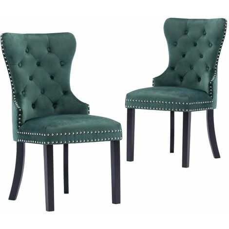 vidaXL Chaises � manger lot de 2 vert fonc� velours