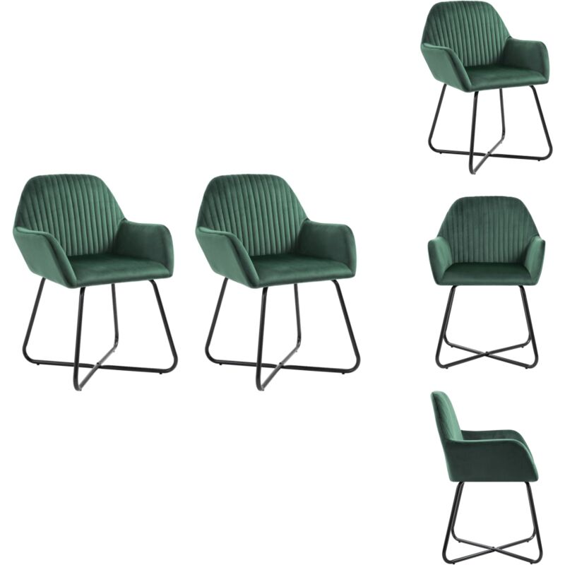 Chaises à manger lot de 2 vert velours - Chaise De Salle À Manger - Chaise Design - Chaise Velours - Chaises Modernes - Meubles De Salle À Manger