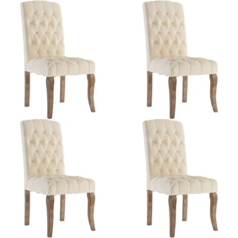 Lot de 2 Chaises Scandinave - Chaises de salle à manger beige tissu à l'aspect de lin vidaXL