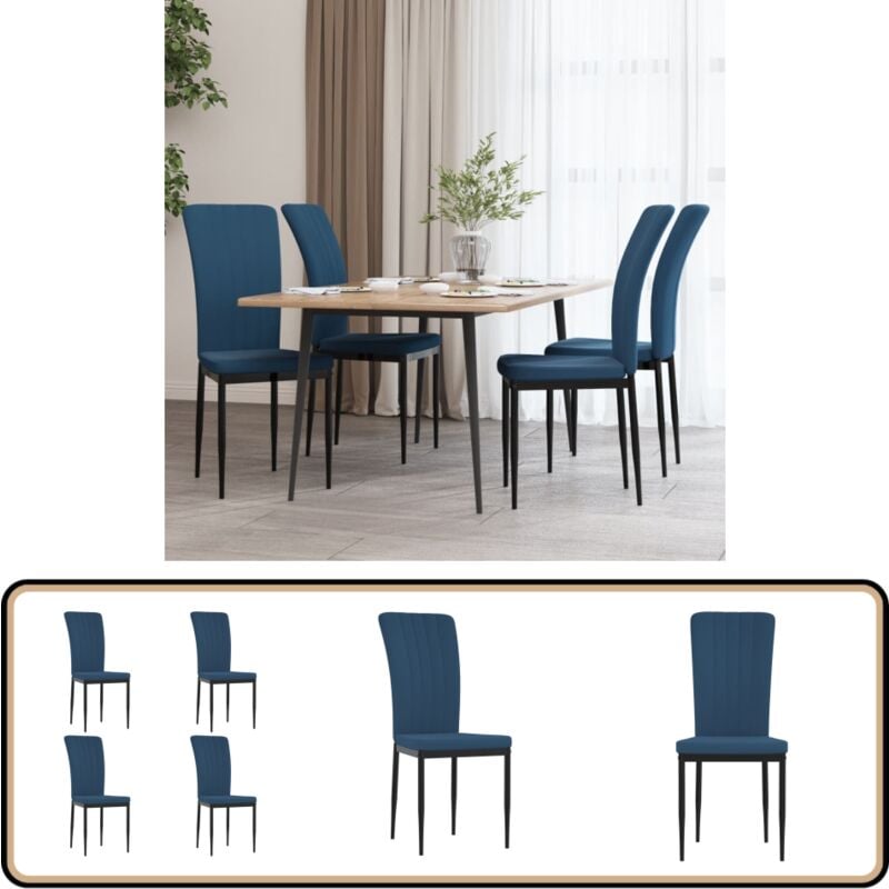Chaises à manger lot de 4 Bleu Velours - Chaise De Salle À Manger - Chaise De Cuisine - Velours - Fauteuil - Mobilier Intérieur