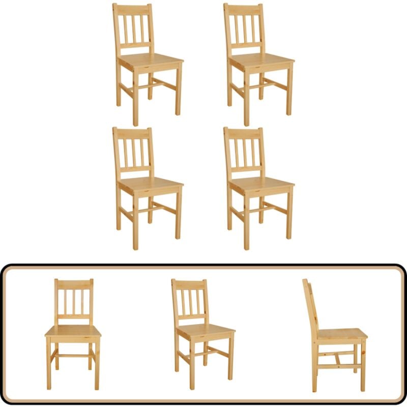 Chaises à manger lot de 4 bois de pin - Chaise De Salle à Manger - Chaises De Cuisine - Chaises En Bois - Mobilier De Salle à Manger - Décoration