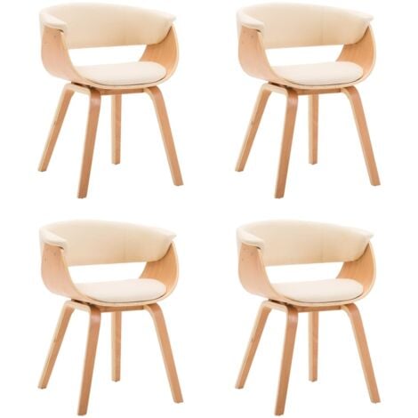 Chaises à manger lot de 4 crème bois courbé et similicuir vidaXL