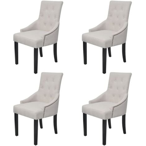 Chaises à manger lot de 4 gris crème tissu vidaXL